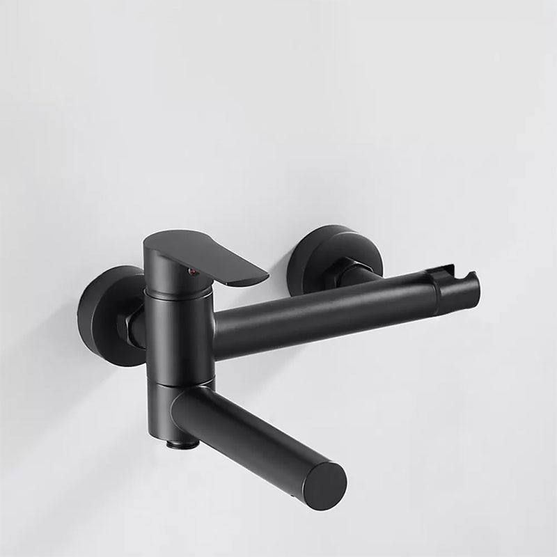 Wall Mounted Metal Tub Filler Single Handle Swivel Tub Faucet Trim