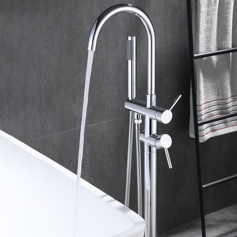 Floor Mounted Metal Freestanding Tub Filler Swivel Freestanding Faucet