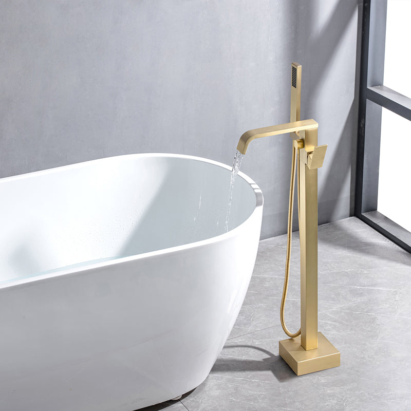 Floor Mounted Metal Freestanding Tub Filler Swivel Freestanding Faucet