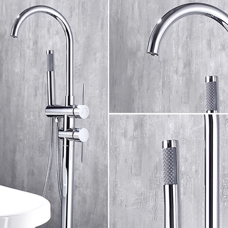 Floor Mounted Copper Freestanding Tub Filler Freestanding High Arc Tub Filler Trim