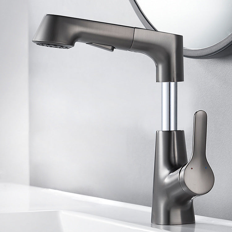 Modern Copper Vessel Faucet Lever Handles Retractable Low Arc Vessel Faucet