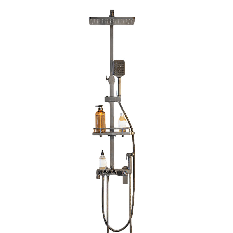 Modern Shower System Rectangle Handle Lever Wall Mounted Copper Shower System