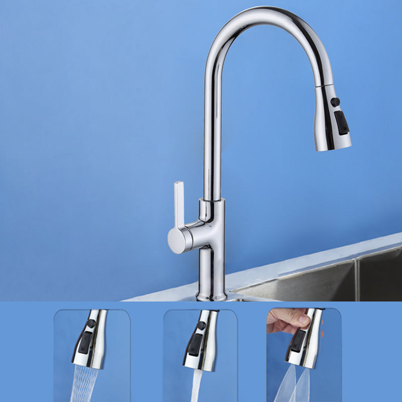 Contemporary Style Kitchen Faucet Copper 1-Handle Retractable High Arc Kitchen Faucet