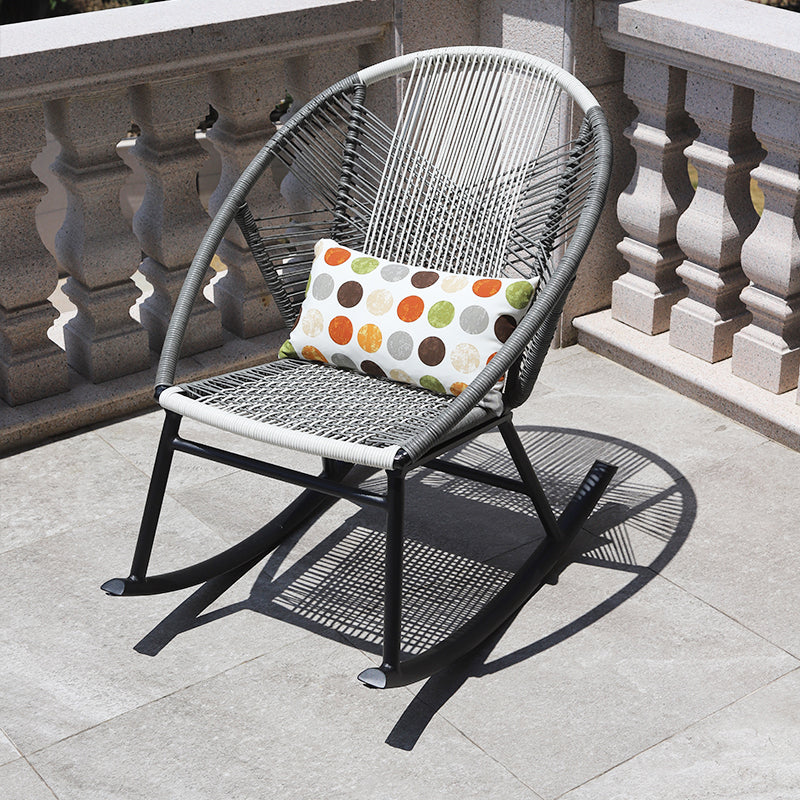 Contemporary Rocking Chair Wicker Spindle Backrest Metal Chair Legs Porch Rocking Chair