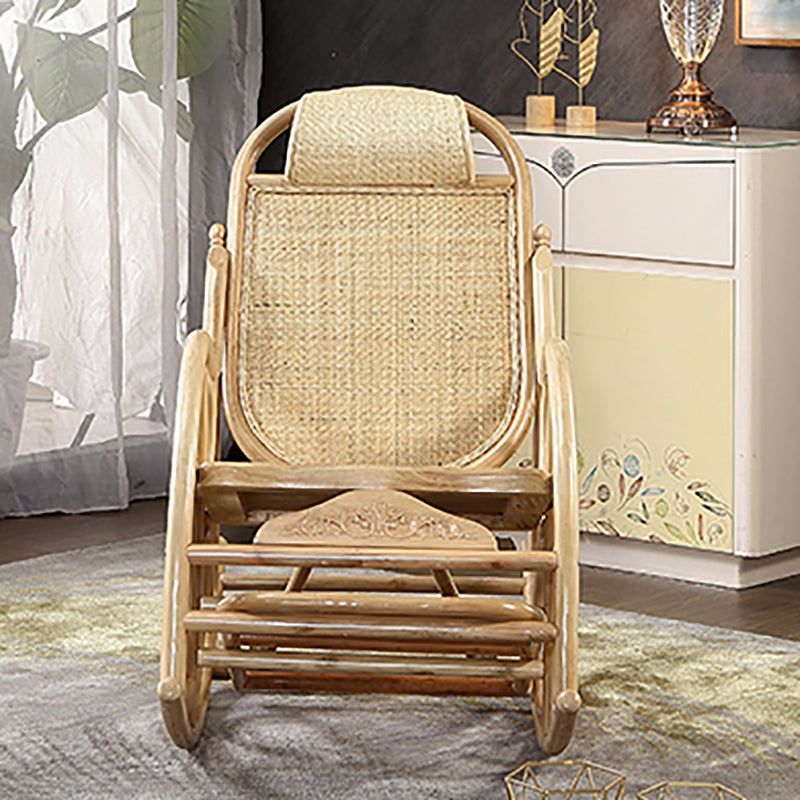 Traditional Rocking Chair Wicker Solid Color Built-in Armrest Indoor Rocking Chair
