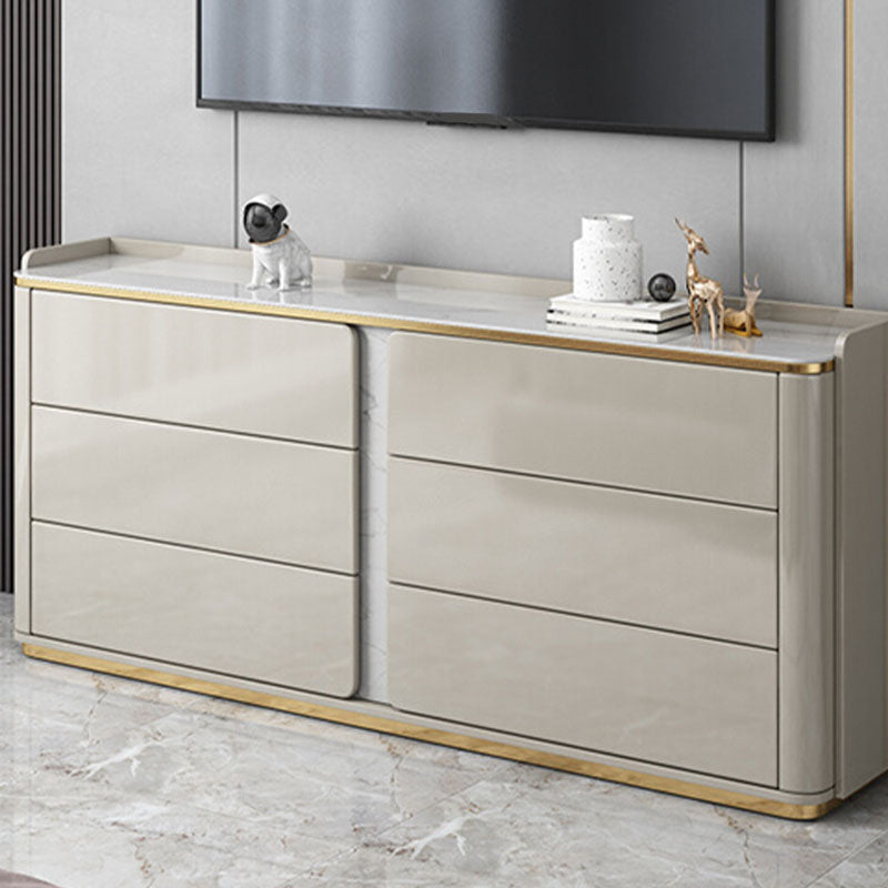 Stone Top Chest Dresser Modern Style Storage Chest Dresser for Bedroom