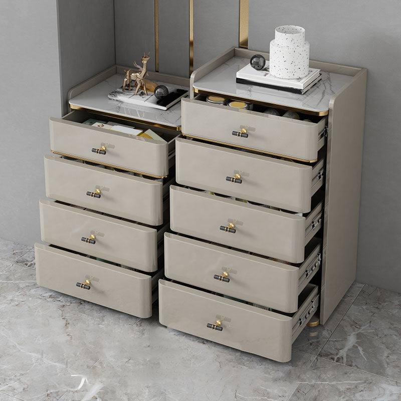 Stone Top Chest Dresser Modern Style Storage Chest Dresser for Bedroom