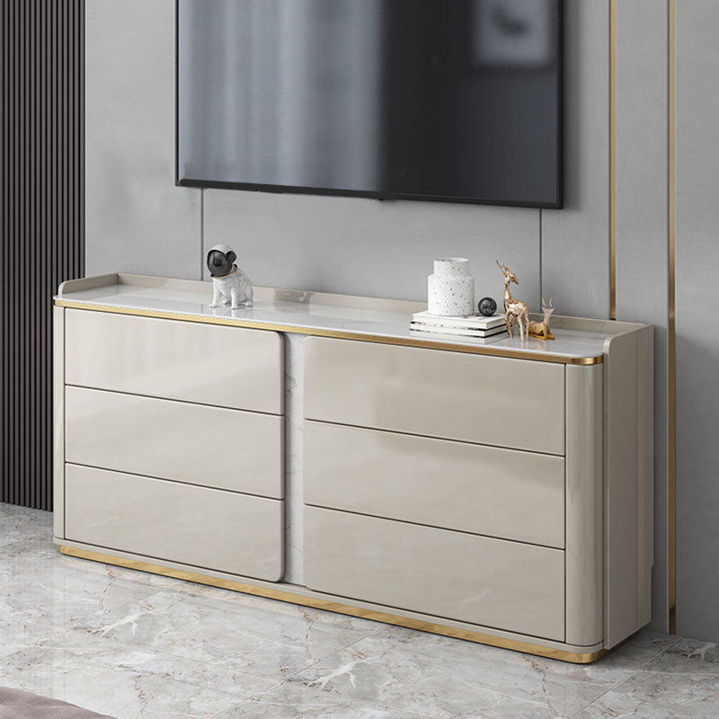 Stone Top Chest Dresser Modern Style Storage Chest Dresser for Bedroom