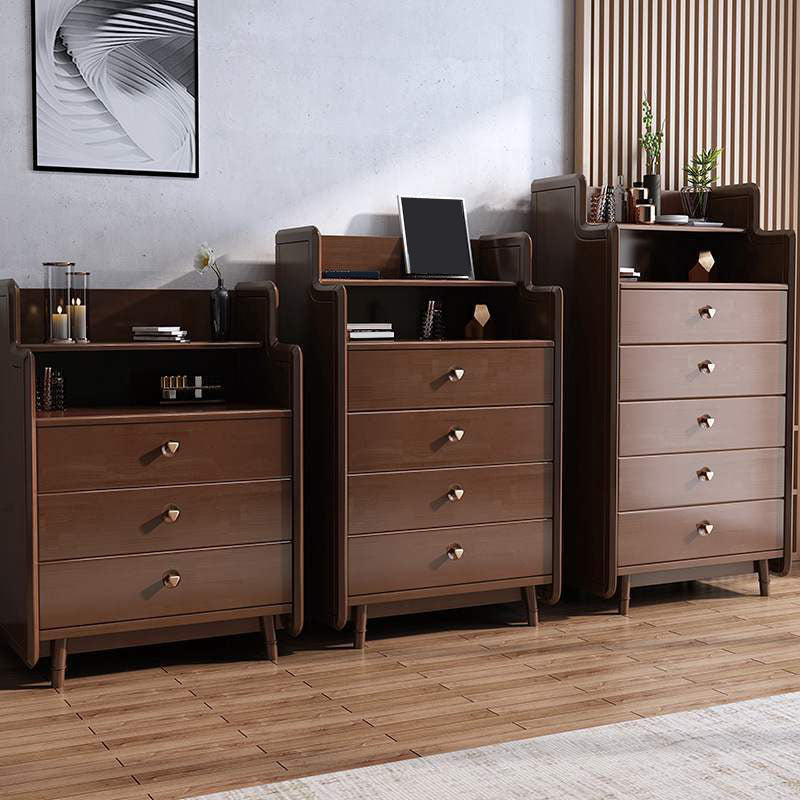 Glam Vertical Solid Wood Storage Chest Bedroom Chest with Drawers