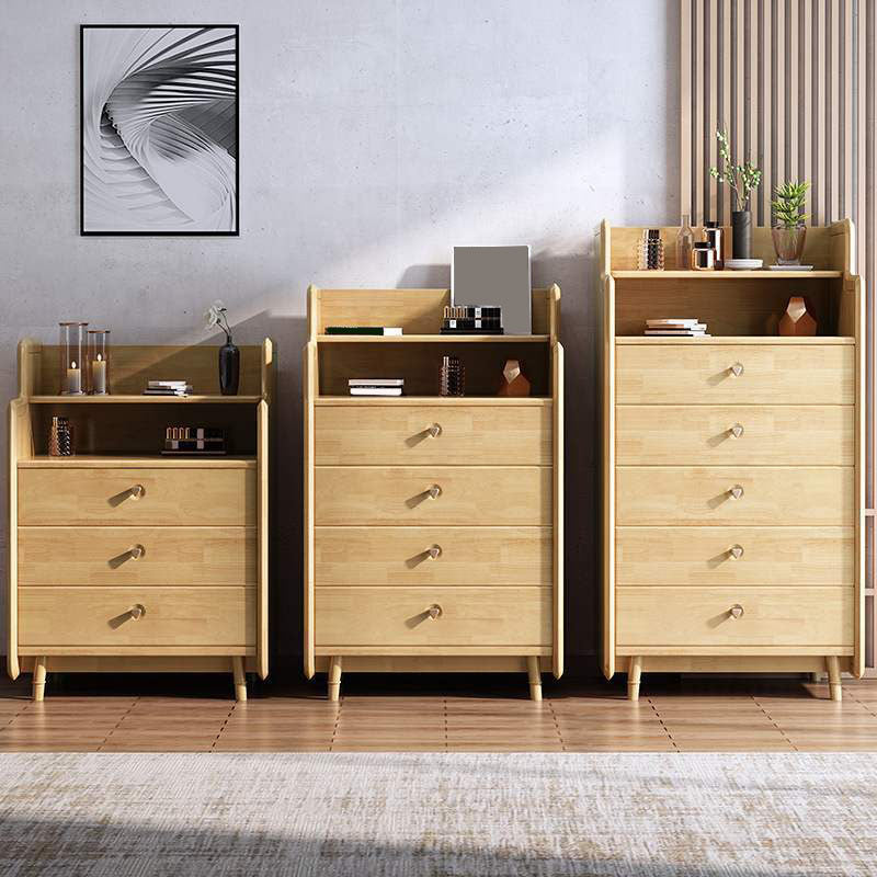 Glam Vertical Solid Wood Storage Chest Bedroom Chest with Drawers
