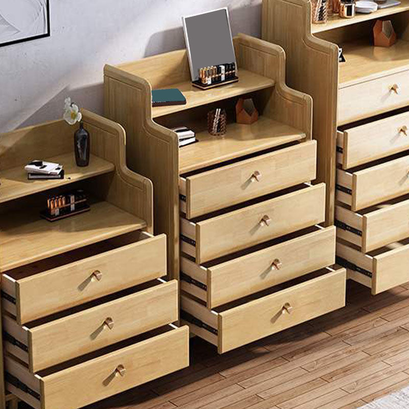 Glam Vertical Solid Wood Storage Chest Bedroom Chest with Drawers