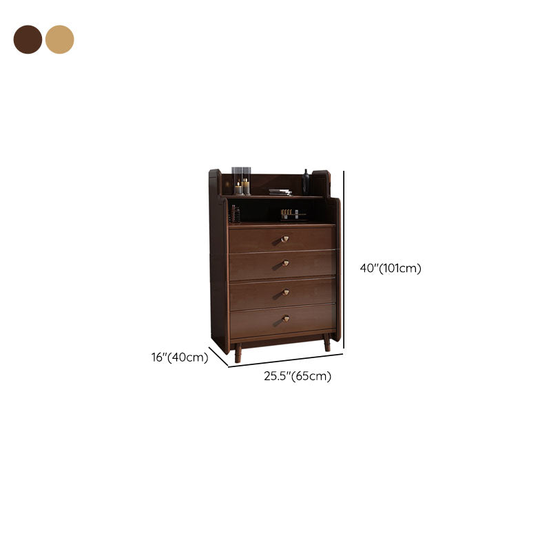 Glam Vertical Solid Wood Storage Chest Bedroom Chest with Drawers