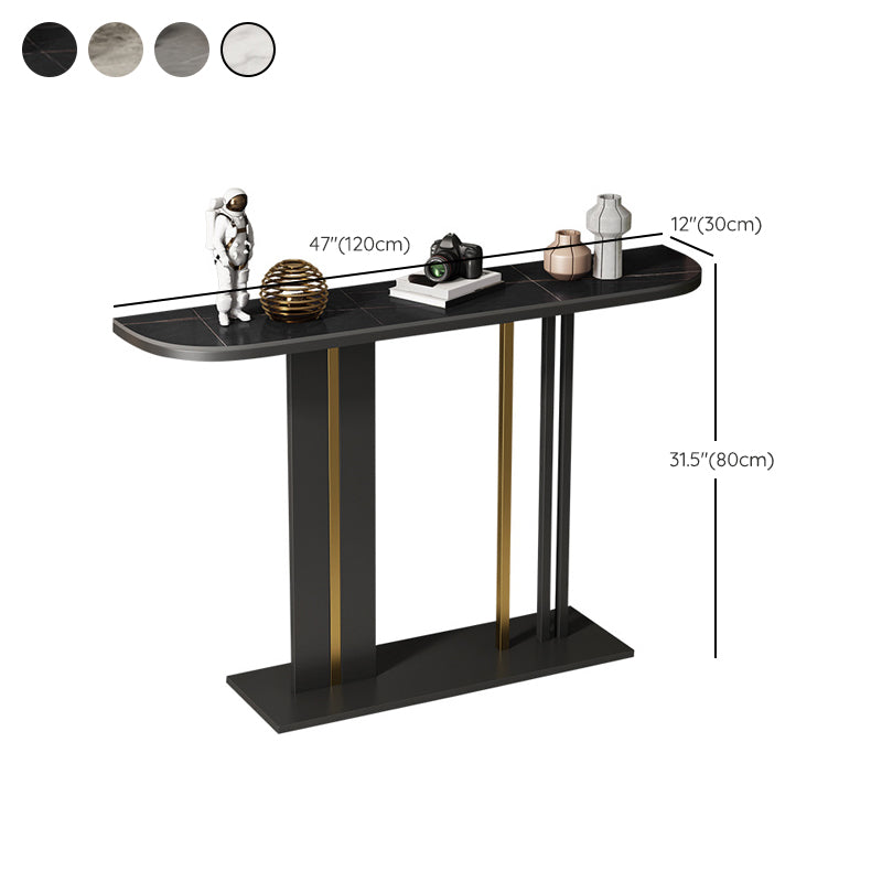 Modern Stone Console Table 11.81" W Half Moon Accent Table for Hall