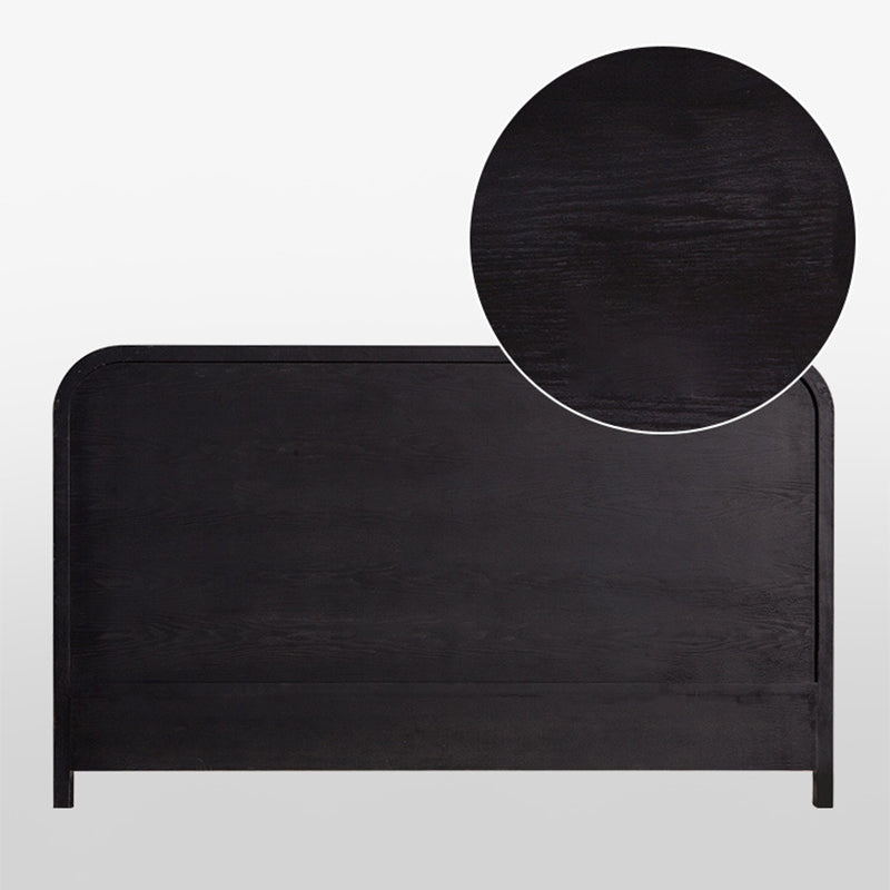 Tropical Style Ash Bed Frame Espresso Rattan Headboard Panel Bed with Mattress