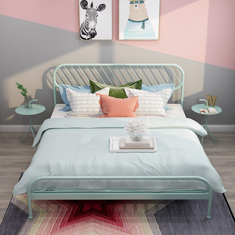 Glam Simple Metal Open-Frame Bed Upholstered Wire-Grid Bed Frame