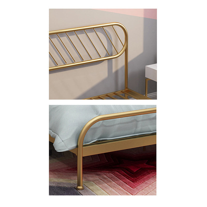 Glam Simple Metal Open-Frame Bed Upholstered Wire-Grid Bed Frame