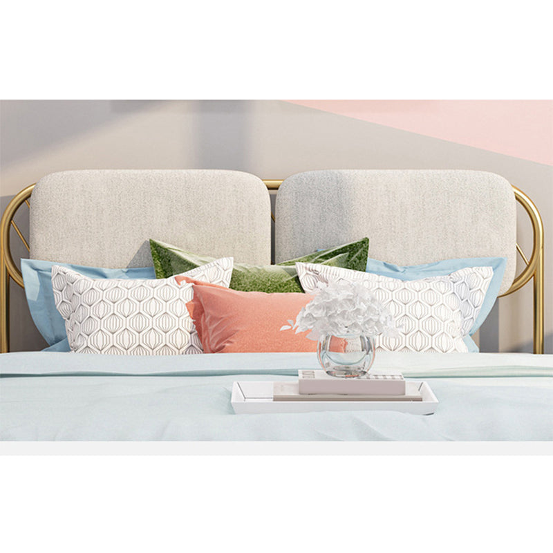 Glam Simple Metal Open-Frame Bed Upholstered Wire-Grid Bed Frame