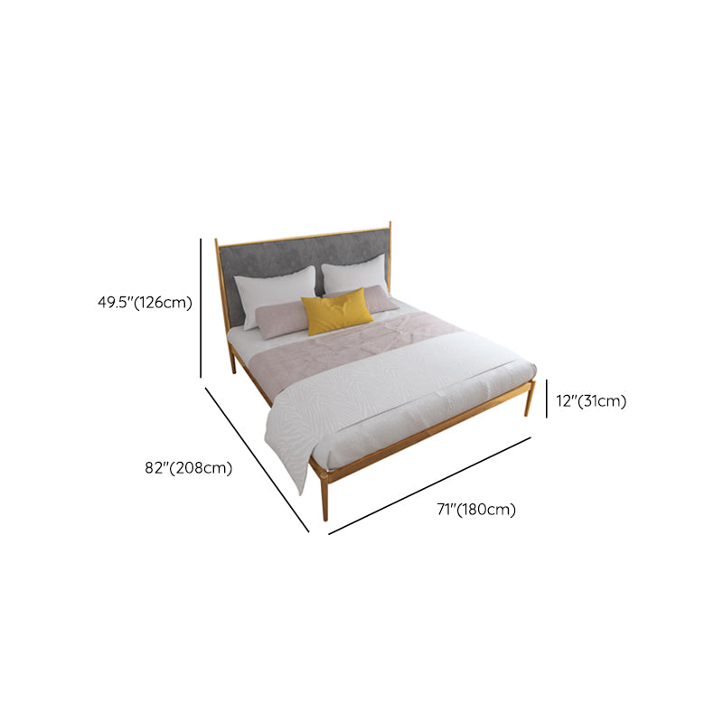 Luxurious Iron Bed Frame in Brass Upholstered High Panel Bed