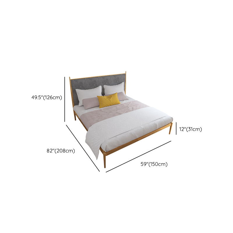Luxurious Iron Bed Frame in Brass Upholstered High Panel Bed
