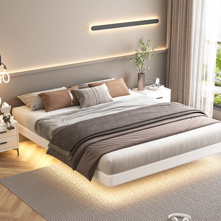 Contemporary Platform Bed Wood and Upholstered Platform Bed Frame with Metal Legs