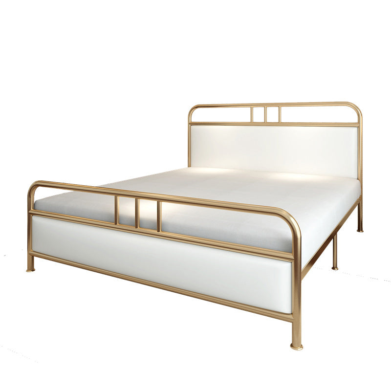 Contemporary Standard Bed Metal Bed Frame with Upholstered Headboard
