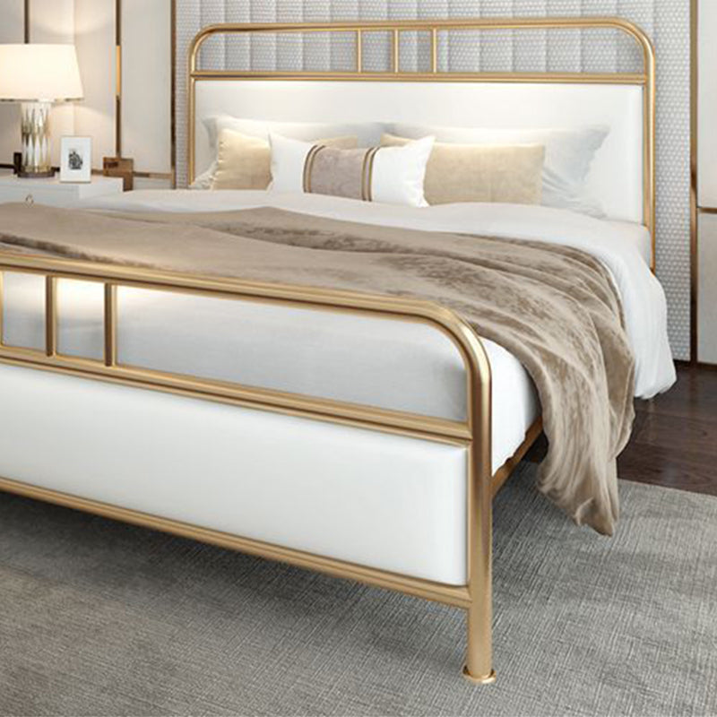 Contemporary Standard Bed Metal Bed Frame with Upholstered Headboard