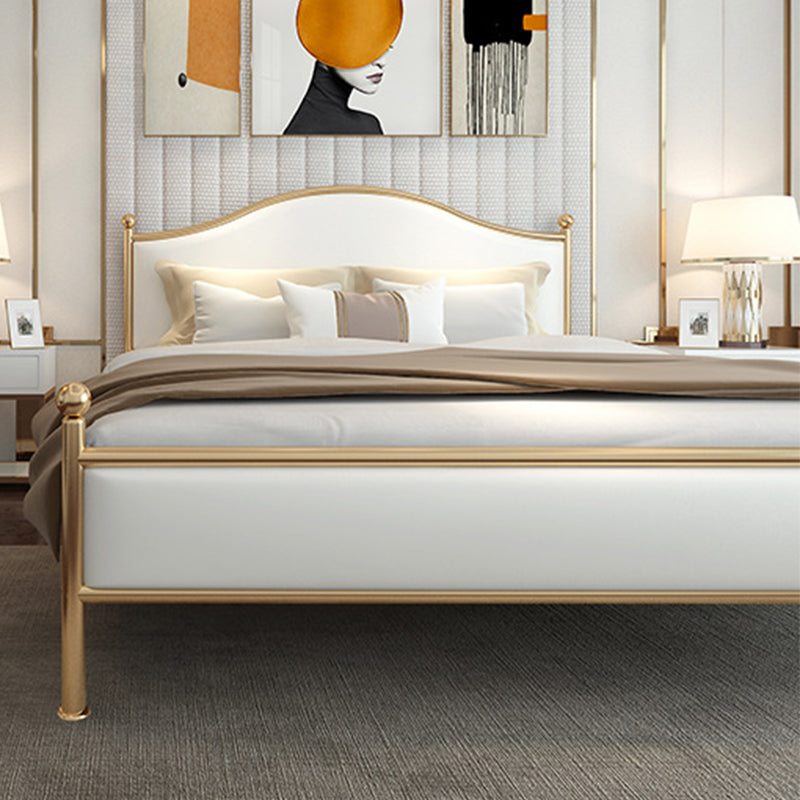 Modern Panel Bed Mattress Included Metal Standard Bed with Custom Gold Legs