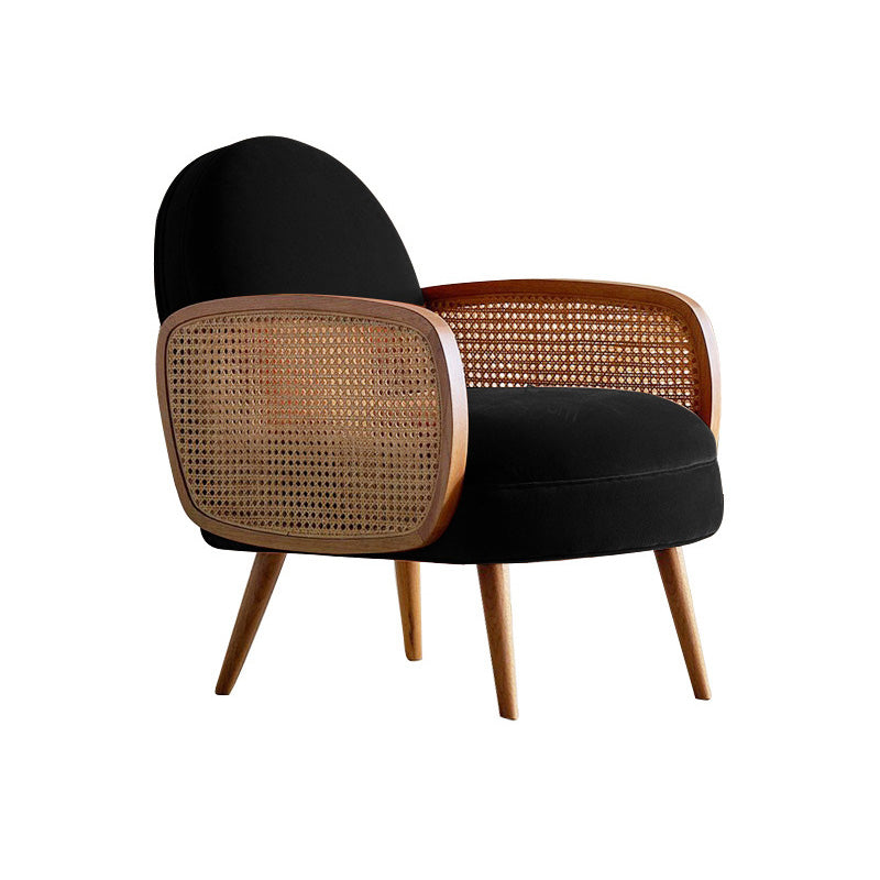 Mid-century Fixed Back Accent Armchair Bedroom Solid Color Accent Chair