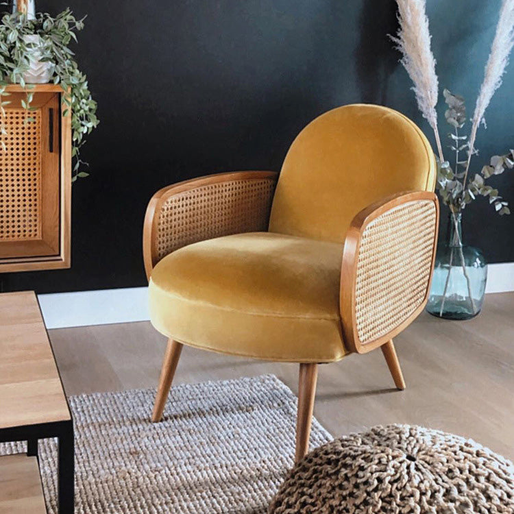 Mid-century Fixed Back Accent Armchair Bedroom Solid Color Accent Chair