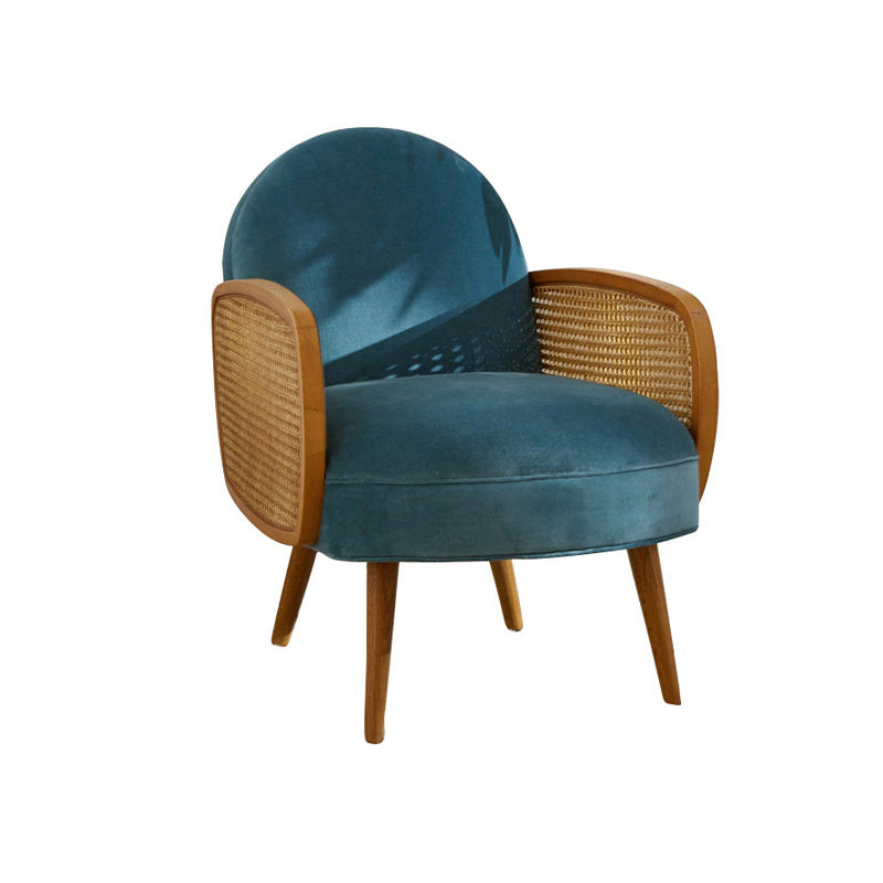 Mid-century Fixed Back Accent Armchair Bedroom Solid Color Accent Chair