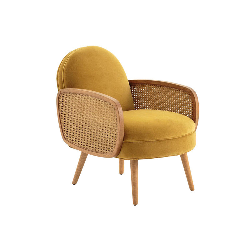 Mid-century Fixed Back Accent Armchair Bedroom Solid Color Accent Chair