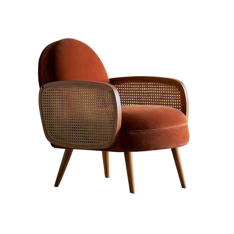 Mid-century Fixed Back Accent Armchair Bedroom Solid Color Accent Chair