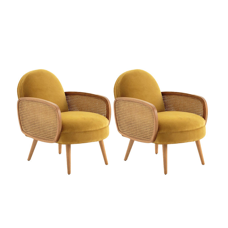 Mid-century Fixed Back Accent Armchair Bedroom Solid Color Accent Chair