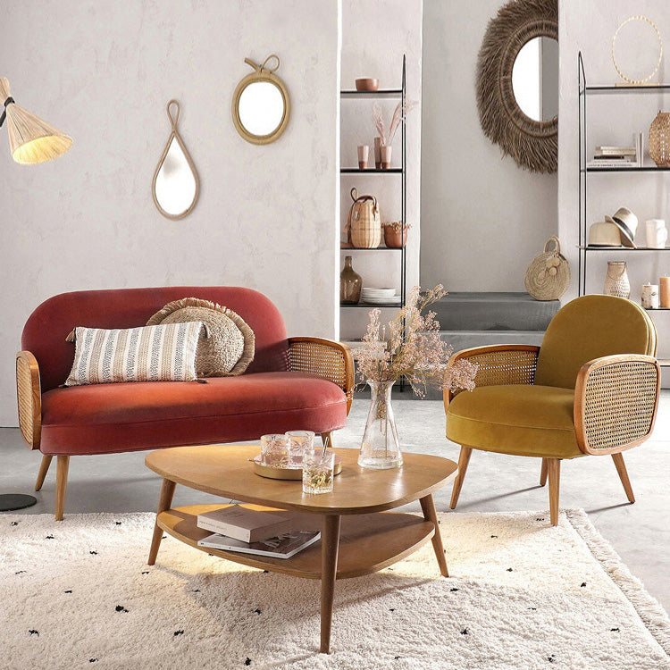 Mid-century Fixed Back Accent Armchair Bedroom Solid Color Accent Chair