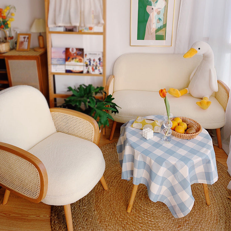 Mid-century Fixed Back Accent Armchair Bedroom Solid Color Accent Chair