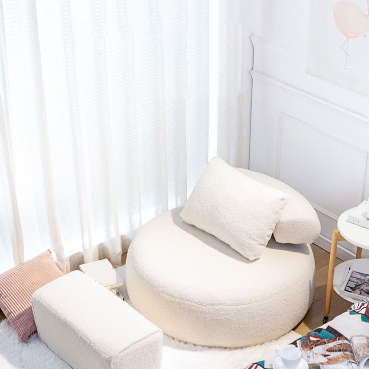 Contemporary Fixed Back Lounge Chair Bedroom Solid Color Lounge Chair