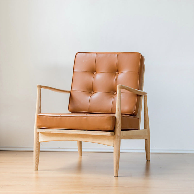 Basic Four Legs Lounge Chair Contemporary Tufted Cushions Accent Armchair