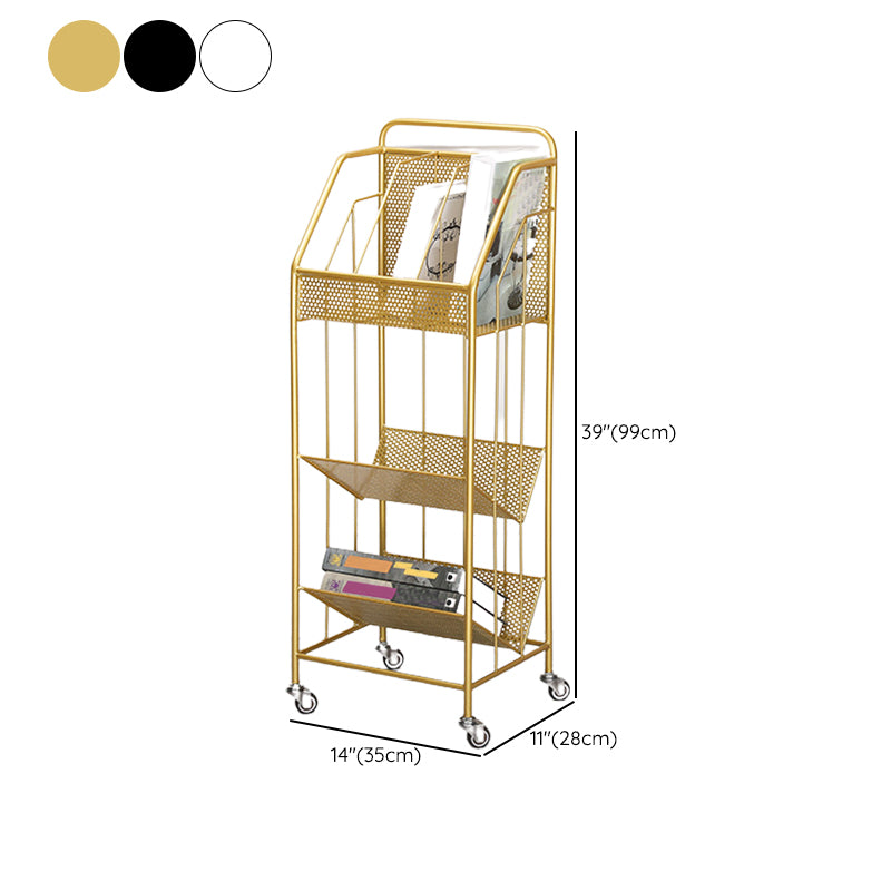 Contemporary Metal Bookcase Standard 3 Shelves Open Back Bookshelf