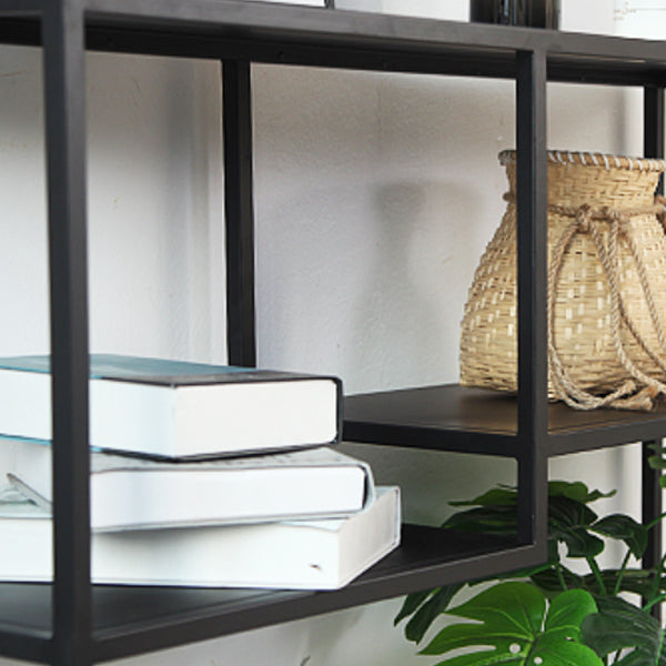 Metal Etagere Bookcase Scandinavian Open Back Bookshelf with Shelves