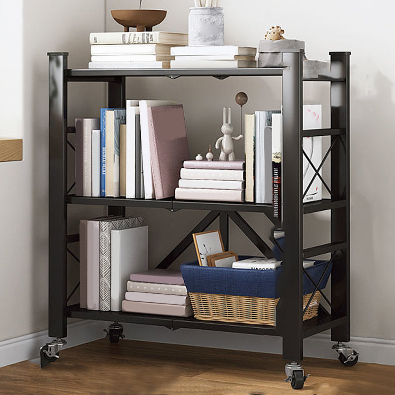 Contemporary Metal Bookshelf Etagere Folding Bookcase with Shelves