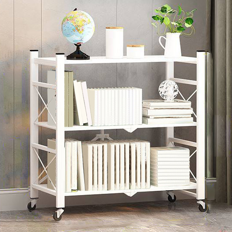 Contemporary Metal Bookshelf Etagere Folding Bookcase with Shelves
