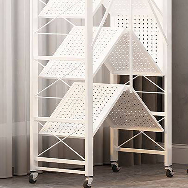 Contemporary Metal Bookshelf Etagere Folding Bookcase with Shelves