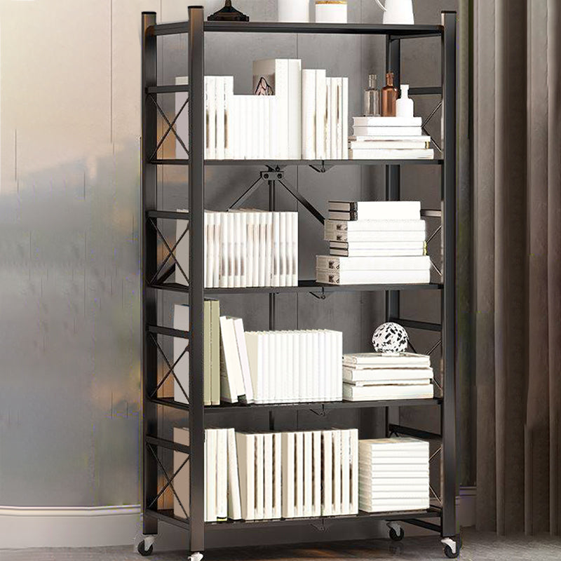 Contemporary Metal Bookshelf Etagere Folding Bookcase with Shelves