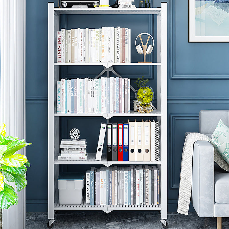 Contemporary Metal Bookshelf Etagere Folding Bookcase with Shelves