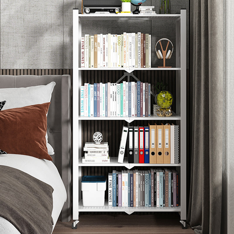 Contemporary Metal Bookshelf Etagere Folding Bookcase with Shelves