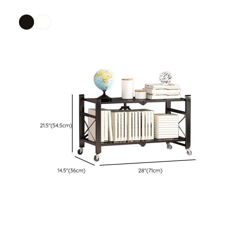 Contemporary Metal Bookshelf Etagere Folding Bookcase with Shelves