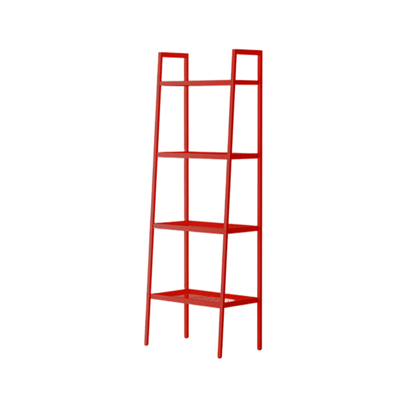 Scandinavian Open Back Bookshelf Ladder Metal Bookcase with Shelves