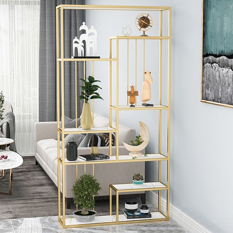 Glam Antique Finish Shelf Bookcase Metal Etagere Bookshelf with Shelves