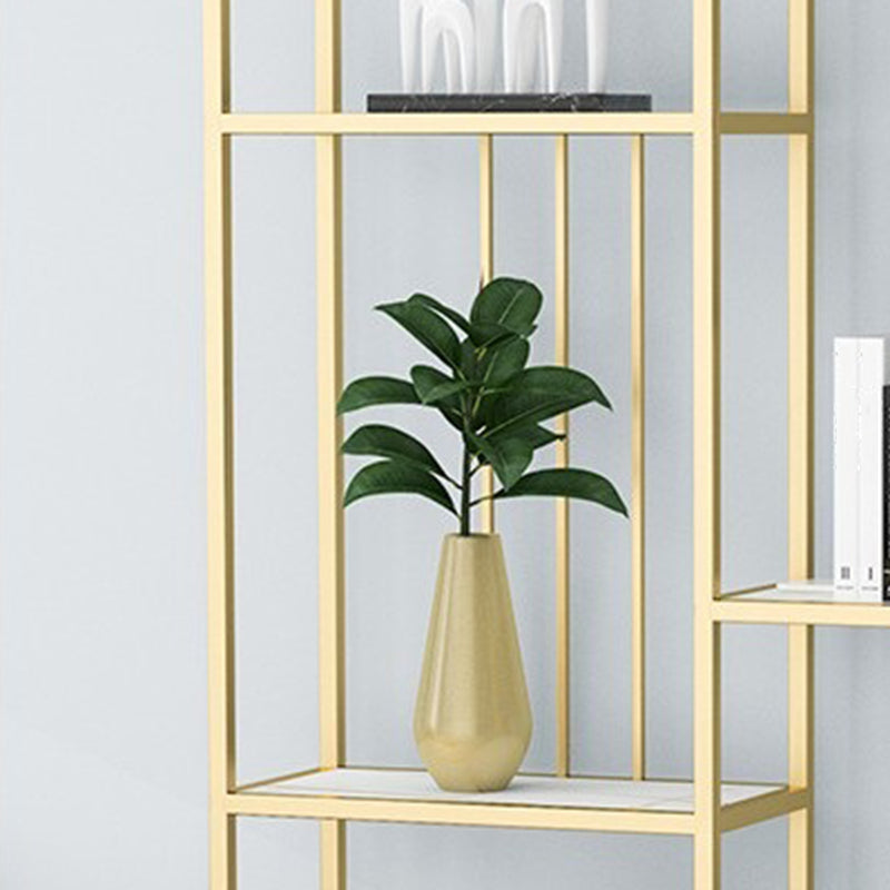 Glam Antique Finish Shelf Bookcase Metal Etagere Bookshelf with Shelves