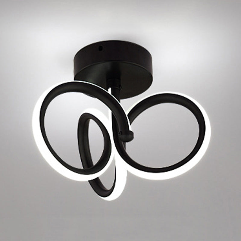 Metal Linear Shape Flush Mount Light Modern Style 2 Lights Flush Ceiling Light in Black